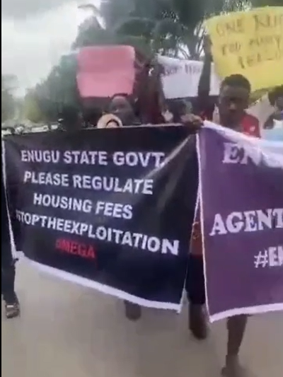 Hundreds of Enugu Residents Protest Against Outrageous House Rents (Video)