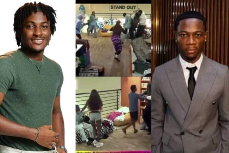 BBNaija: Chaos As Keivo And Tram Throw Punches, Fight Over Shirt In Front Of Housemates (VIDEO)