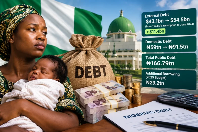 Every Nigerian, Including Babies, Now Owes About ₦700k Each as Nigeria’s Debt Hits ₦166.79tn